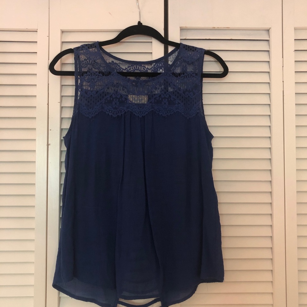 BlueTique Lace Blue Tank Top